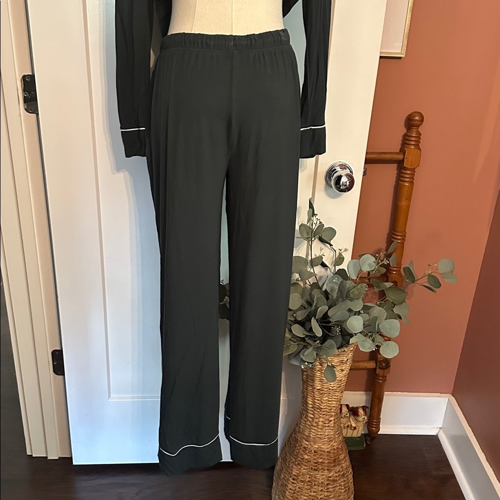 Soma Cool Nights M teal forest green 2-piece long sleeve drawstring pajamas - Picture 11 of 15